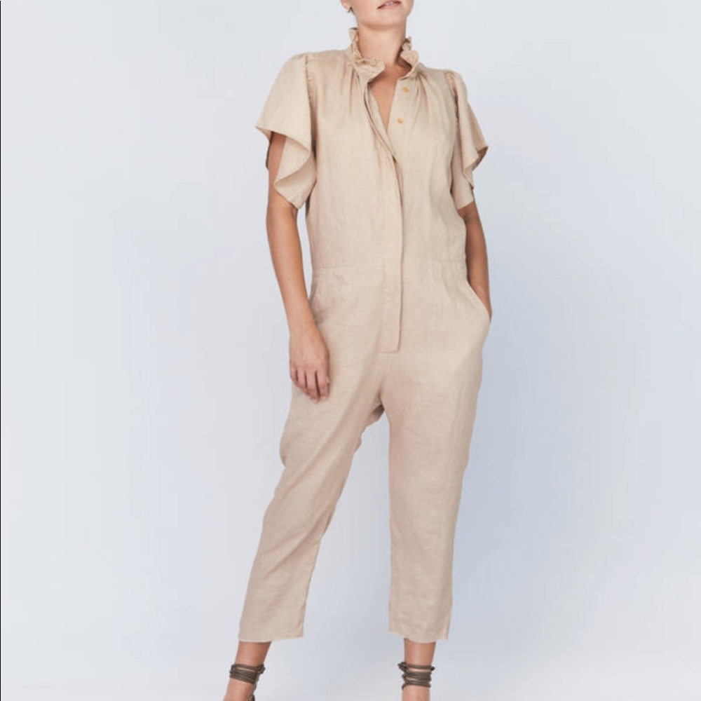 Acacia Swimwear Summer '21 Donny Linen Jumpsuit in Oat BNWOT